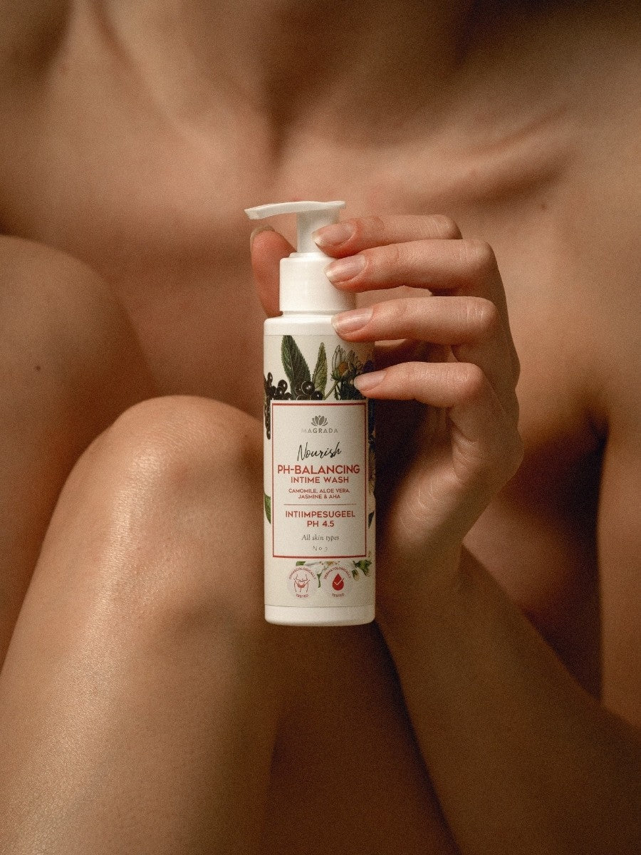 Intimate Wash Gel with Chamomile, Aloe, and AHA, pH 4.5